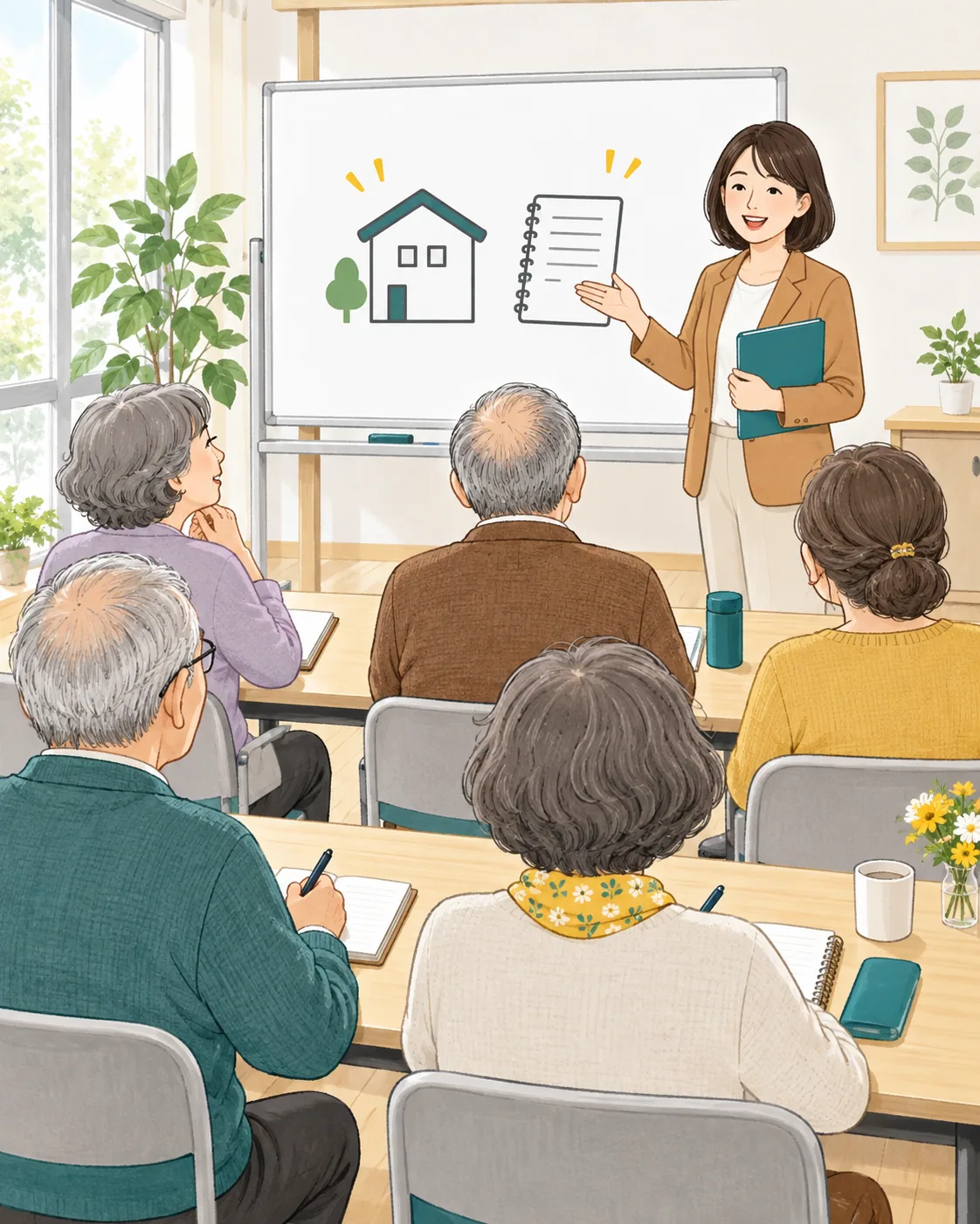 小さな会場で終活を学ぶのイラスト